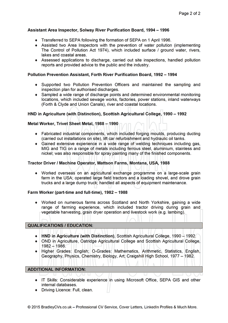 CV Example Page 2